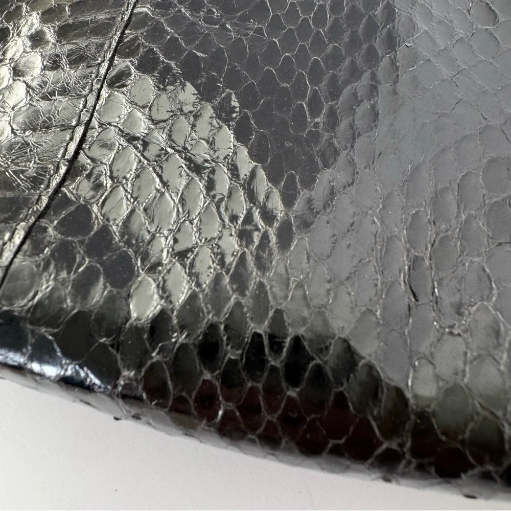 Vintage Nordstrom Real Snakeskin Pouch in Black Zipper Cosmetic Bag